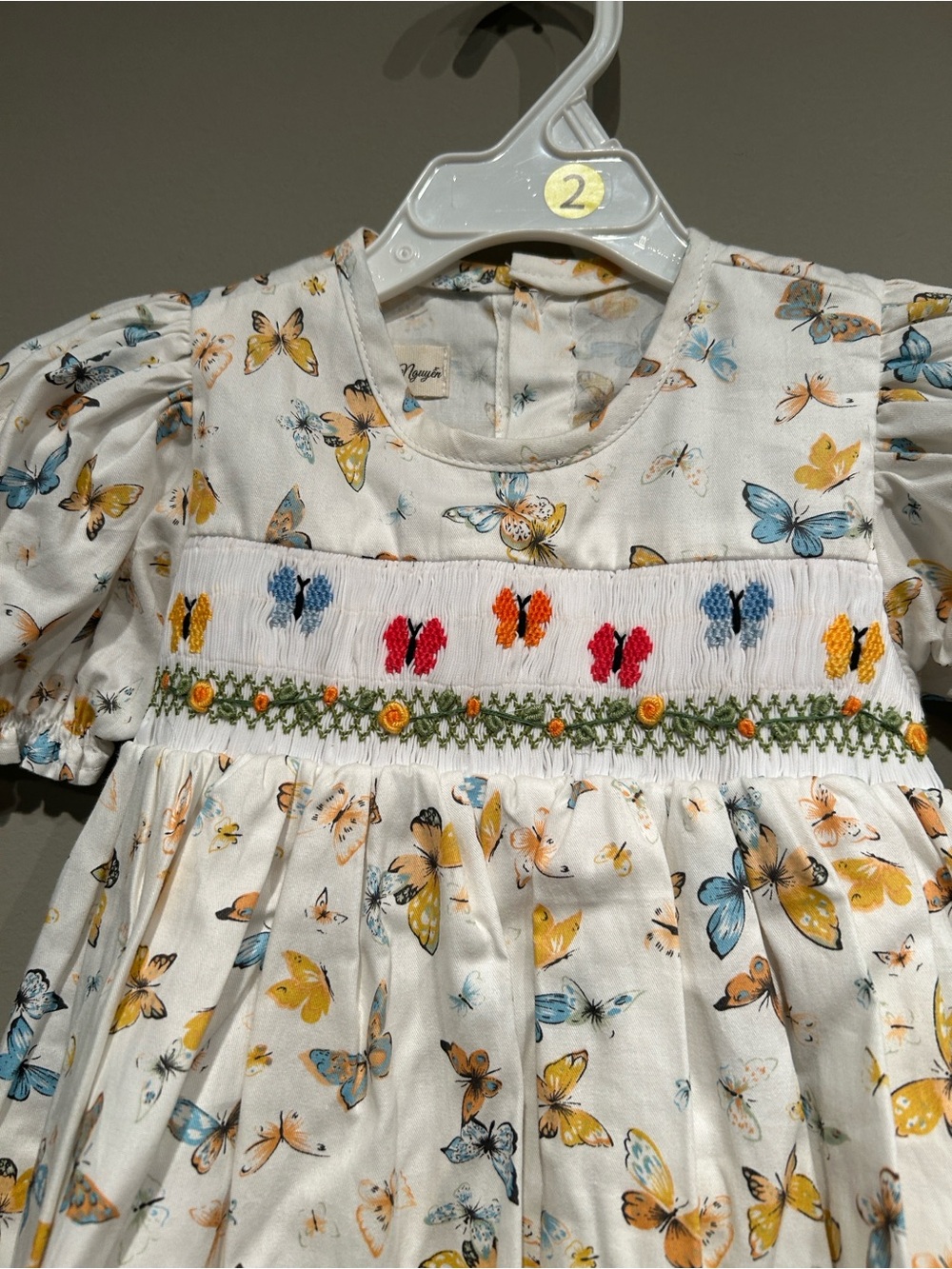 Butterfly Smocked White Dress - Kids Shirt & Top